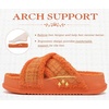 KuaiLu Womens Fuzzy Cross Band Arch Support Memory Foam Indoor Slippers(Vibrant Orange)
