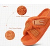 KuaiLu Womens Fuzzy Cross Band Arch Support Memory Foam Indoor Slippers(Vibrant Orange)