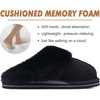 KuaiLu Womens Fuzzy Memory Foam Slippers Warm House Shoes Arch Support(Dark Black)