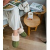 KuaiLu Womens Fuzzy Memory Foam Slippers Warm House Shoes Arch Support(Green)