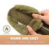KuaiLu Womens Fuzzy Memory Foam Slippers Warm House Shoes Arch Support(Olive Green)