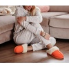 KuaiLu Womens Fuzzy Memory Foam Slippers Warm House Shoes Arch Support(Orange)