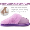 KuaiLu Womens Fuzzy Memory Foam Slippers Warm House Shoes Arch Support(Purple)