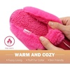 KuaiLu Womens Fuzzy Memory Foam Slippers Warm House Shoes Arch Support(Rose Red)