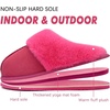 KuaiLu Womens Fuzzy Memory Foam Slippers Warm House Shoes Arch Support(Rose Red)