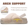 KuaiLu Womens Fuzzy Soft Platform Slippers with Arch Support Faux Fur(Plush Beige)