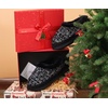 KuaiLu Womens Memory Foam Knit House Slippers Arch Support Slipper Ladies Warm Fuzzy Faux Fur Lined Winter Shoes with Indoor Outdoor Rubber Sole(Black（go One Size Up）)