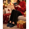 KuaiLu Womens Memory Foam Moccasin Slippers Plush House Comfy Warm Shoes(Black)