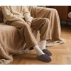 KuaiLu Womens Supportive Memory Foam Slippers Felt Fuzzy Lined Heel Cushion Lightweight House Shoes for Indoor Outdoor(Brown)