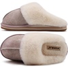 KuaiLu Womens Fuzzy Memory Foam Slippers Warm House Shoes Arch Support(Beige)