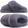 KuaiLu Womens Fuzzy Memory Foam Slippers Warm House Shoes Arch Support(Dark Grey)