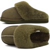 KuaiLu Womens Fuzzy Memory Foam Slippers Warm House Shoes Arch Support(Olive Green)
