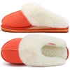 KuaiLu Womens Fuzzy Memory Foam Slippers Warm House Shoes Arch Support(Orange)