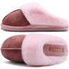 KuaiLu Womens Fuzzy Memory Foam Slippers Warm House Shoes Arch Support(Pink)