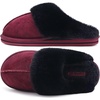 KuaiLu Womens Fuzzy Memory Foam Slippers Warm House Shoes Arch Support(Red)