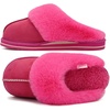 KuaiLu Womens Fuzzy Memory Foam Slippers Warm House Shoes Arch Support(Rose Red)