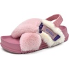 KuaiLu Womens Fuzzy Soft Platform Slippers with Arch Support Faux Fur(Pink)