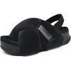 KuaiLu Womens Fuzzy Soft Platform Slippers with Arch Support Faux Fur(Plush Black)