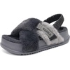 KuaiLu Womens Fuzzy Soft Platform Slippers with Arch Support Faux Fur(Plush Grey)