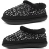 KuaiLu Womens Memory Foam Knit House Slippers Arch Support Slipper Ladies Warm Fuzzy Faux Fur Lined Winter Shoes with Indoor Outdoor Rubber Sole(Black（go One Size Up）)