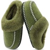 KuaiLu Womens Memory Foam Moccasin Slippers Plush House Comfy Warm Shoes(Green)