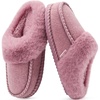 KuaiLu Womens Memory Foam Moccasin Slippers Plush House Comfy Warm Shoes(Pink)