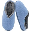 KuaiLu Womens Supportive Memory Foam Slippers Felt Fuzzy Lined Heel Cushion Lightweight House Shoes for Indoor Outdoor(Blue)