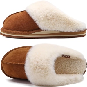 KuaiLu Womens Fuzzy Memory Foam Slippers Warm House Shoes Arch Support(Chestnut)