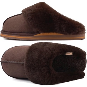 KuaiLu Womens Fuzzy Memory Foam Slippers Warm House Shoes Arch Support(Dark Brown)