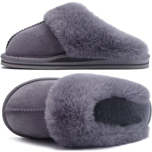 KuaiLu Womens Fuzzy Memory Foam Slippers Warm House Shoes Arch Support(Dark Grey)