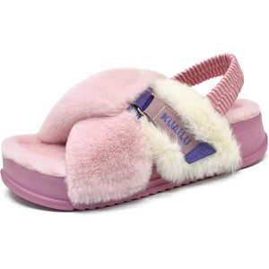 KuaiLu Womens Fuzzy Soft Platform Slippers with Arch Support Faux Fur(Plush Pink)