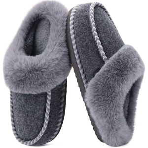 KuaiLu Womens Memory Foam Moccasin Slippers Plush House Comfy Warm Shoes(Grey)