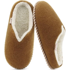 KuaiLu Womens Supportive Memory Foam Slippers Felt Fuzzy Lined Heel Cushion Lightweight House Shoes for Indoor Outdoor(Khaki)