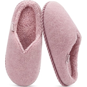 KuaiLu Womens Supportive Memory Foam Slippers Felt Fuzzy Lined Heel Cushion Lightweight House Shoes for Indoor Outdoor(Pink)
