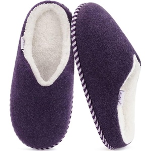KuaiLu Womens Supportive Memory Foam Slippers Felt Fuzzy Lined Heel Cushion Lightweight House Shoes for Indoor Outdoor(Purple)