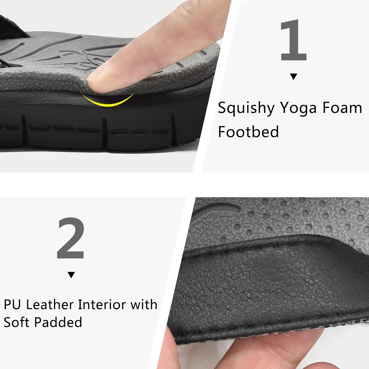 image:imageKuaiLu Casual Flip Flops for Women Lightweight Cushion Summer Beach SandalsGrey
