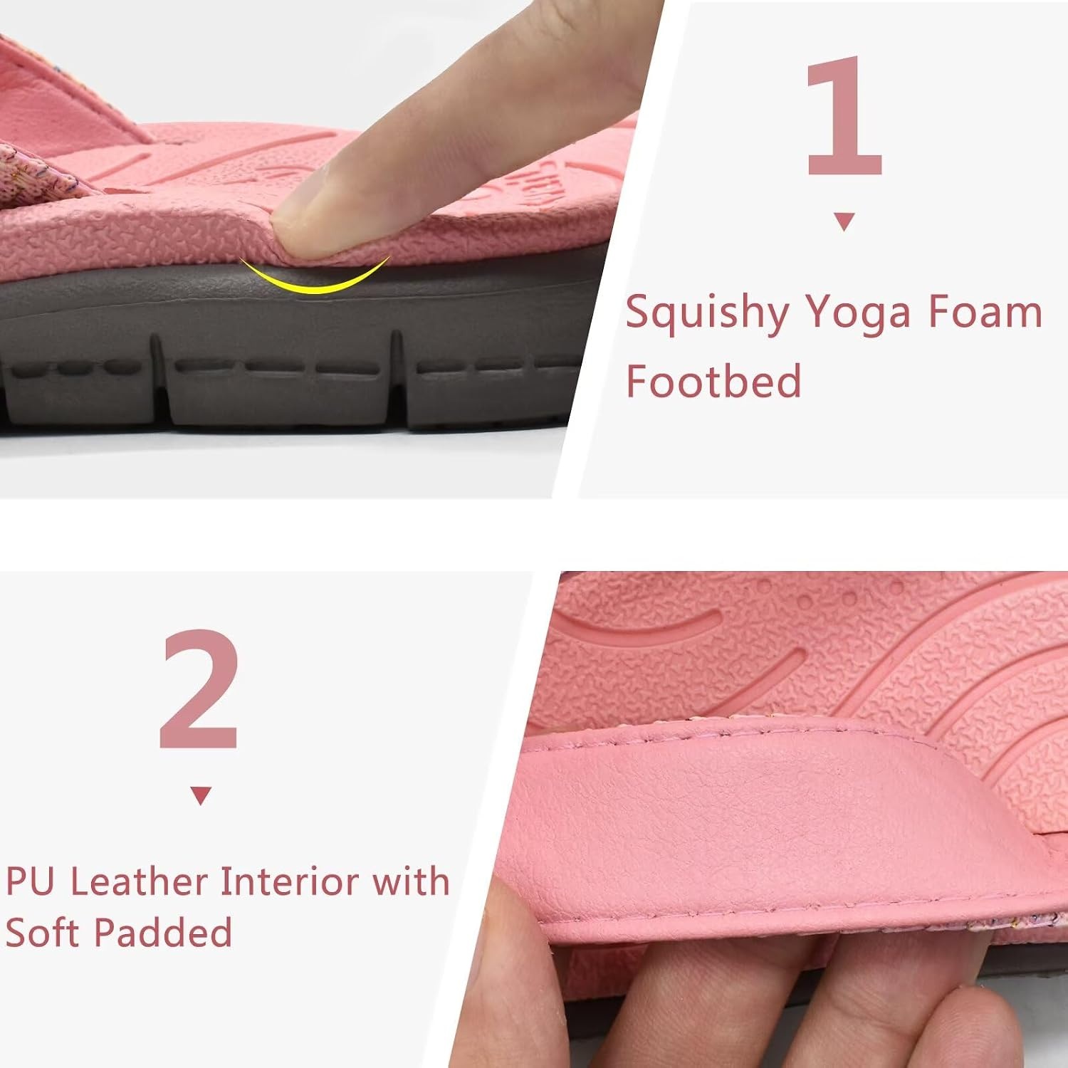 image:imageKuaiLu Casual Flip Flops for Women Lightweight Cushion Summer Beach SandalsPink
