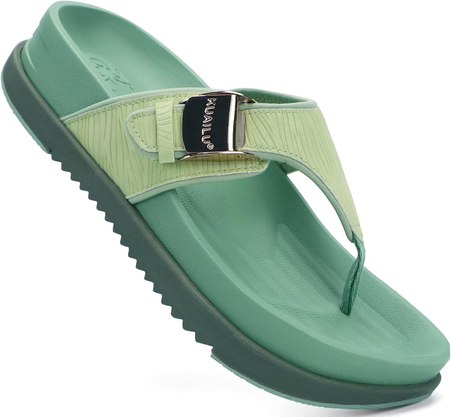 image:imageKuaiLu Flip Flops for Womens Orthotic Platform Sandals with Arch SupportGreen