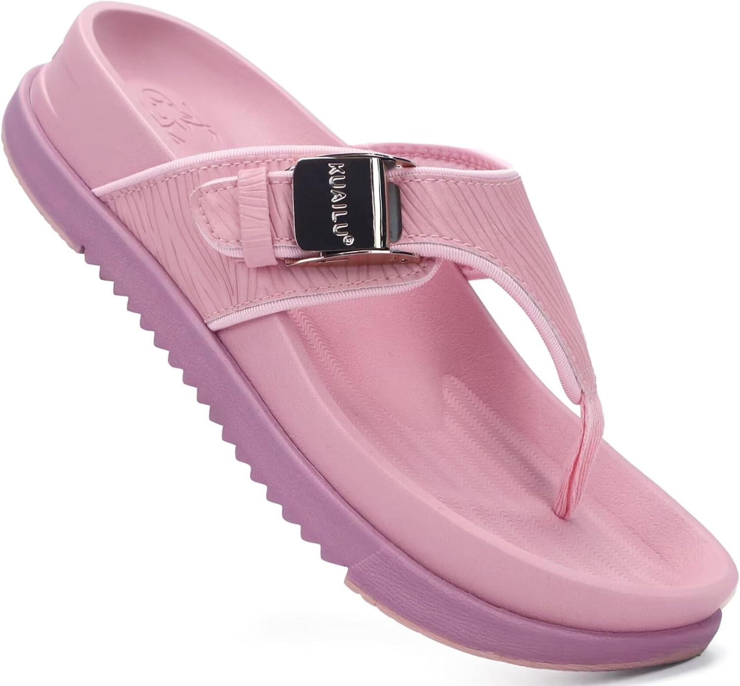 image:imageKuaiLu Flip Flops for Womens Orthotic Platform Sandals with Arch SupportPink