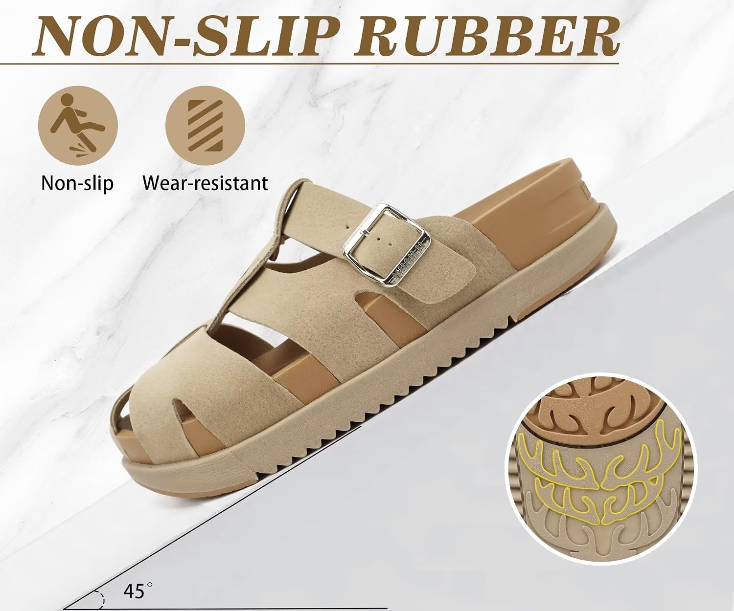 image:imageKuaiLu Womens Clog Sandals Comfortable Arch Support Chic Platform SlidesBeigefull Size Up