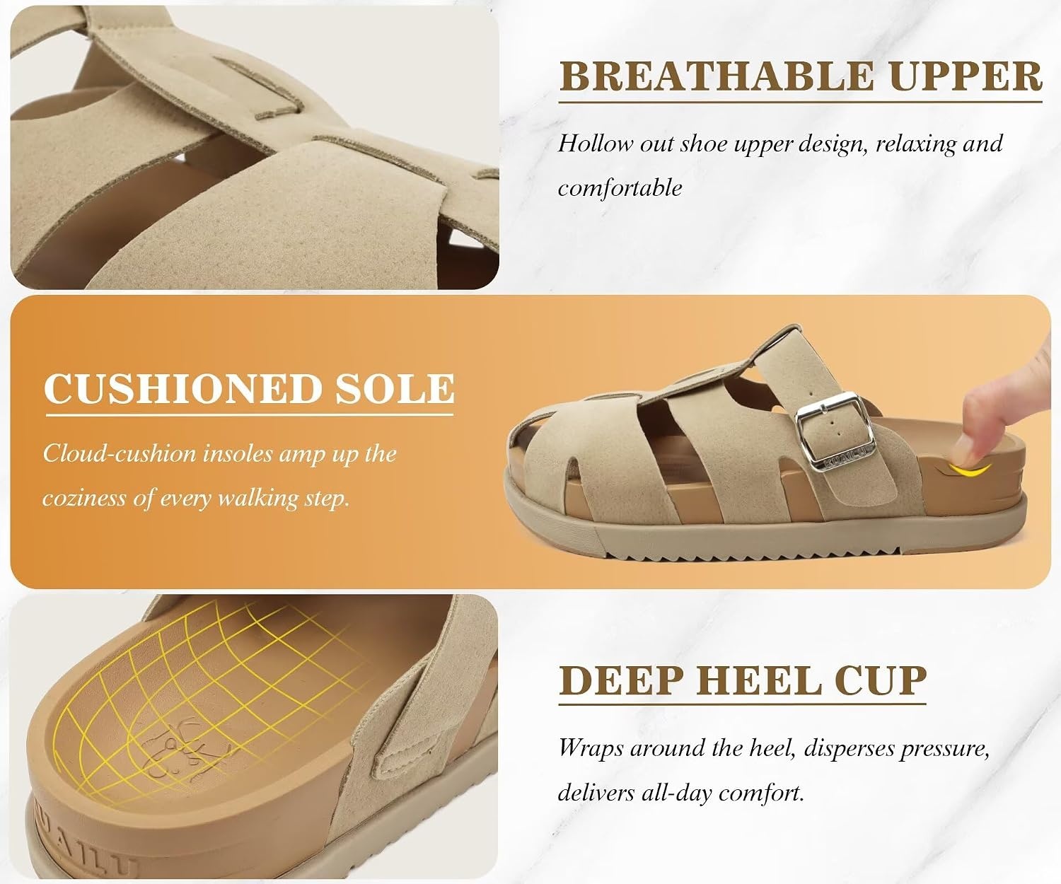 image:imageKuaiLu Womens Clog Sandals Comfortable Arch Support Chic Platform SlidesBeigefull Size Up
