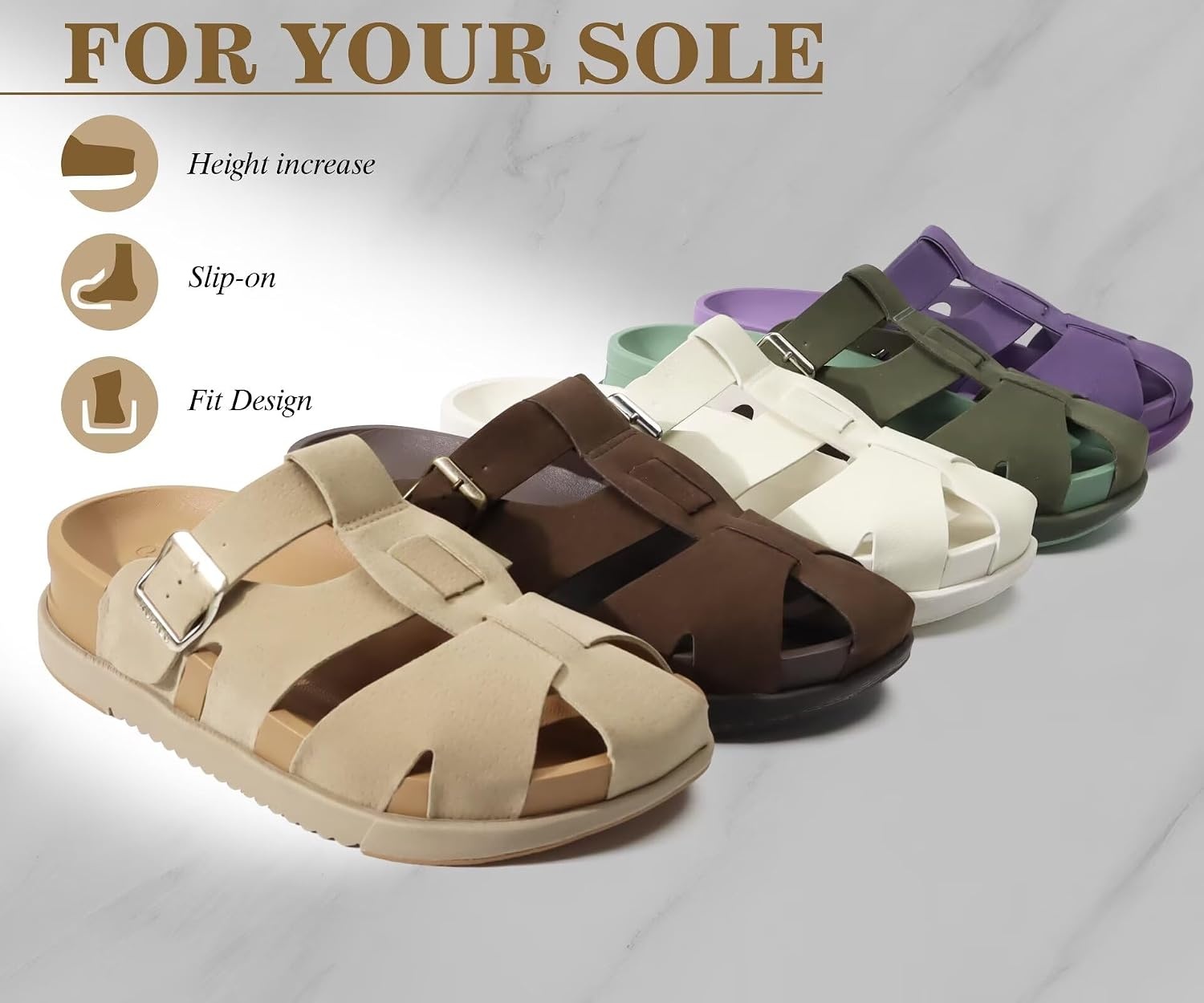 image:imageKuaiLu Womens Clog Sandals Comfortable Arch Support Chic Platform SlidesBeigefull Size Up