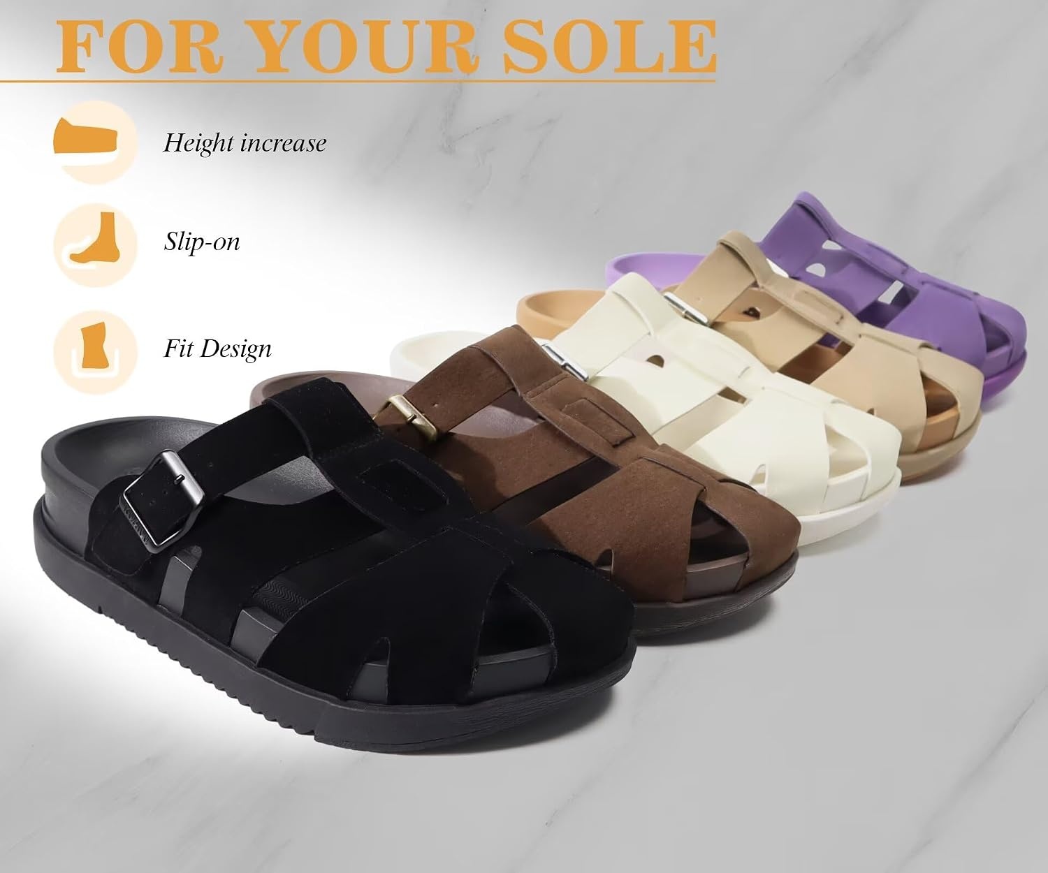 image:imageKuaiLu Womens Clog Sandals Comfortable Arch Support Chic Platform SlidesBlackfull Size Up