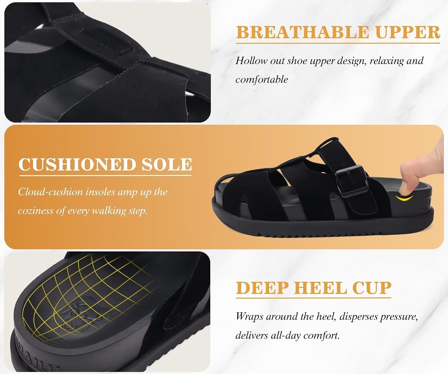 image:imageKuaiLu Womens Clog Sandals Comfortable Arch Support Chic Platform SlidesBlackfull Size Up