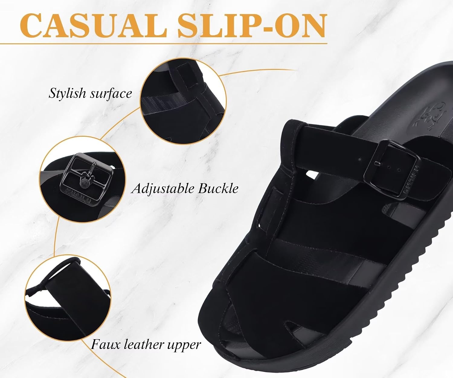 image:imageKuaiLu Womens Clog Sandals Comfortable Arch Support Chic Platform SlidesBlackfull Size Up