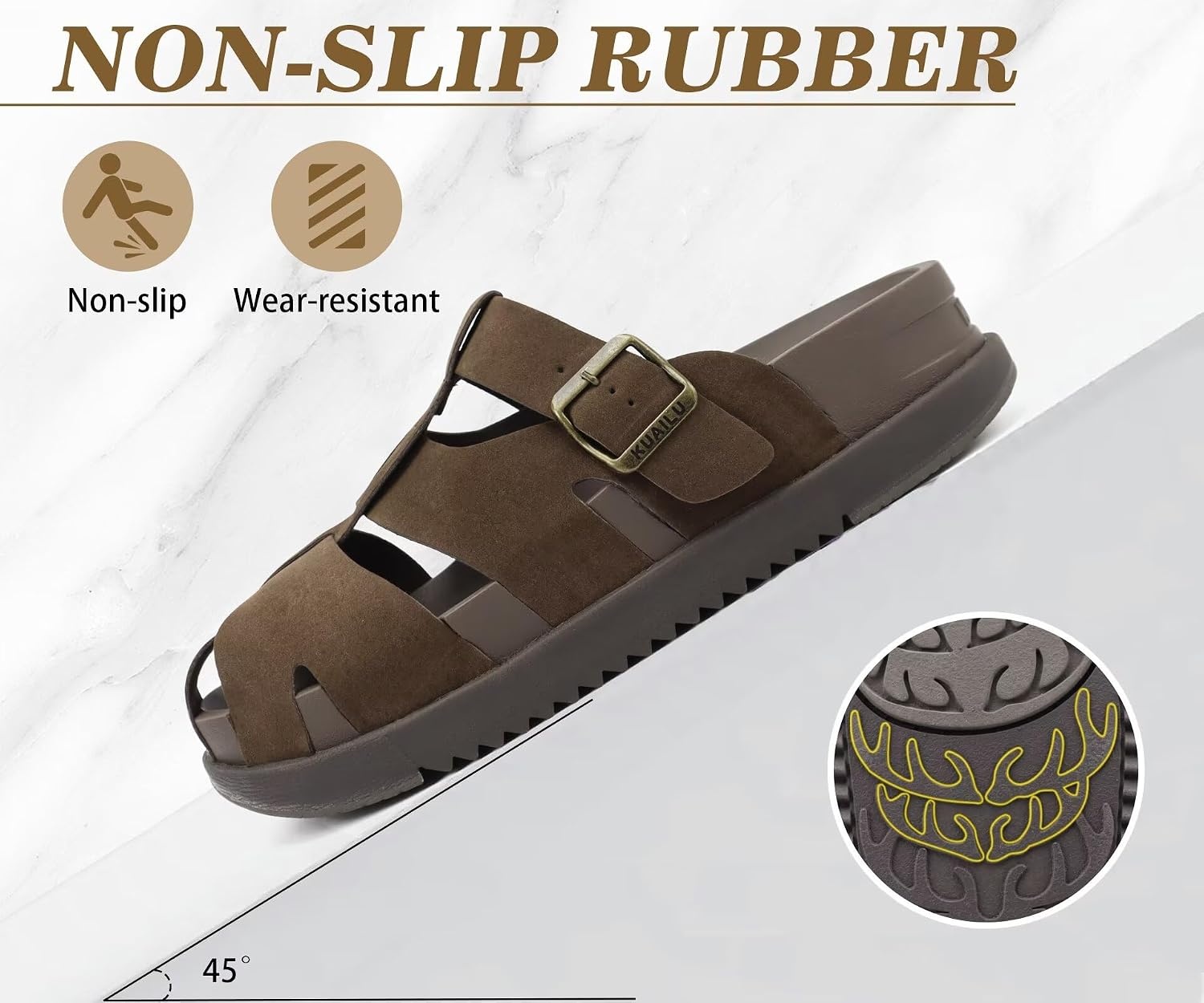 image:imageKuaiLu Womens Clog Sandals Comfortable Arch Support Chic Platform SlidesBrownfull Size Up
