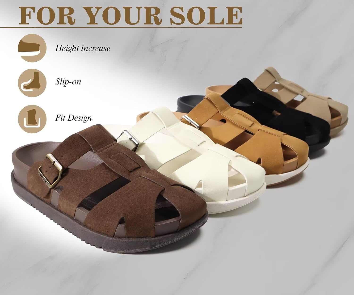 image:imageKuaiLu Womens Clog Sandals Comfortable Arch Support Chic Platform SlidesBrownfull Size Up
