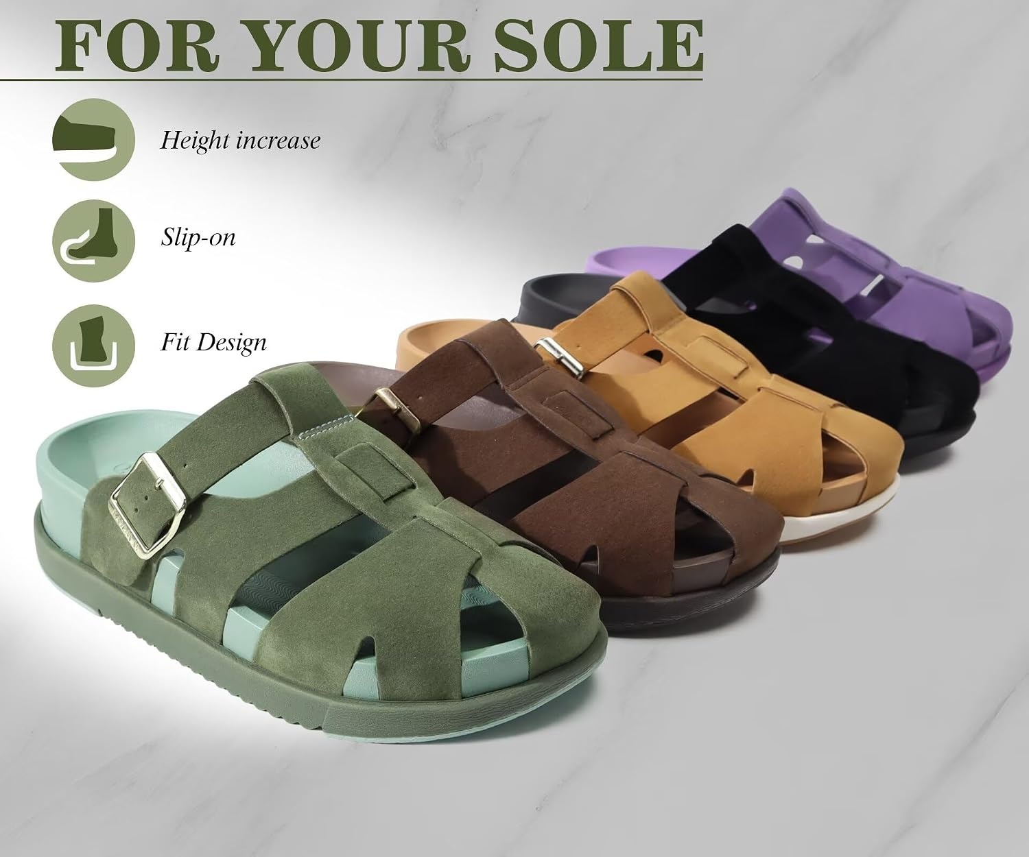 image:imageKuaiLu Womens Clog Sandals Comfortable Arch Support Chic Platform SlidesGreenfull Size Up
