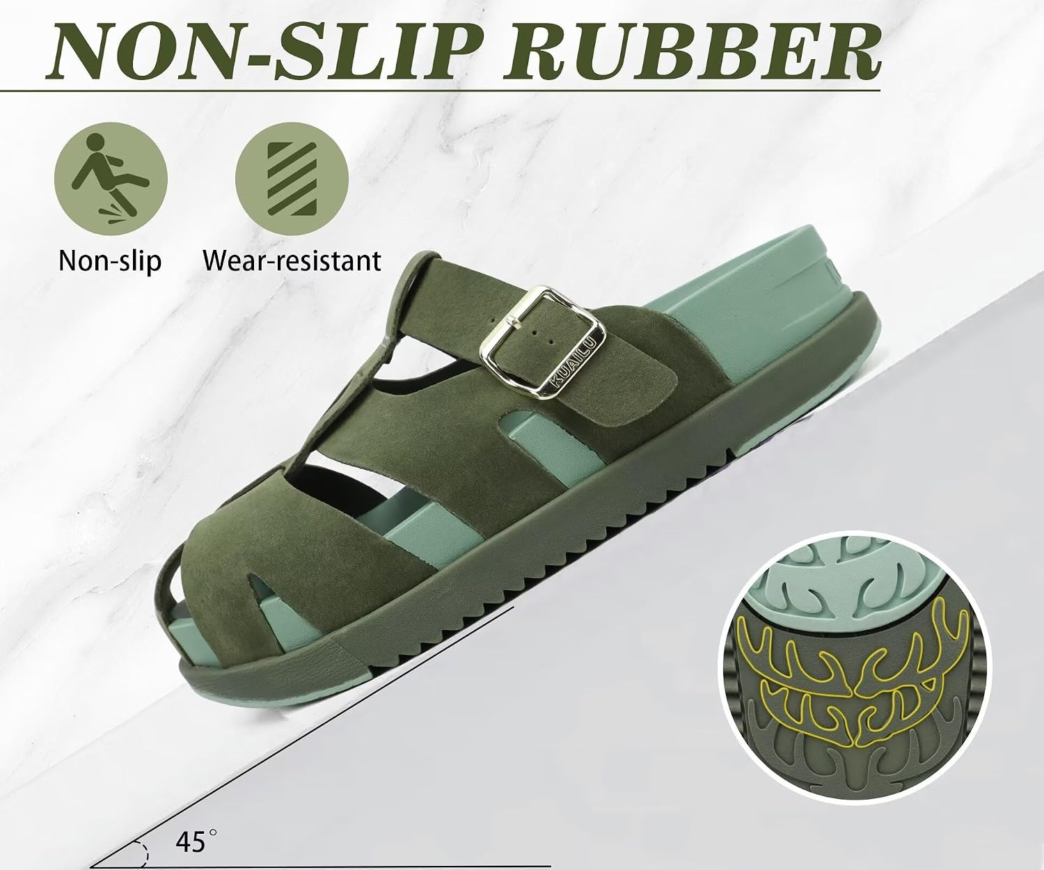 image:imageKuaiLu Womens Clog Sandals Comfortable Arch Support Chic Platform SlidesGreenfull Size Up