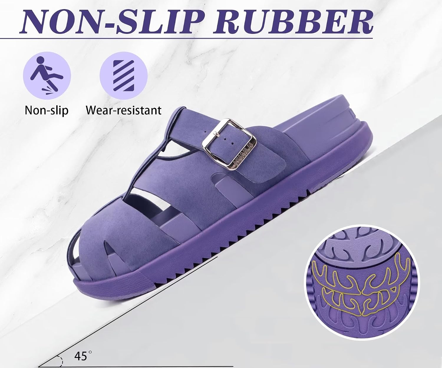 image:imageKuaiLu Womens Clog Sandals Comfortable Arch Support Chic Platform SlidesPurplefull Size Up